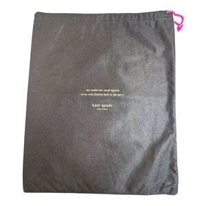 Kate Spade Black Dust Bag w Pink Drawstring Gold Foil Text Purse Handbag Storage